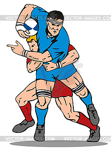 Rugby Player Tackled of behind - vector image