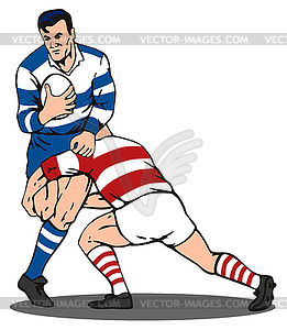 Rugby Player Tackled - vector clipart