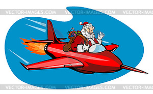 Santa claus on airplane - vector image