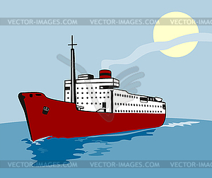 Container Ship Cargo Boat Retro - vector image