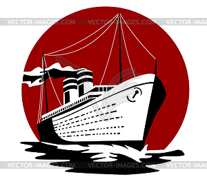 Passenger Ship Cargo Boat Retro - vector clipart