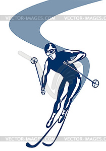 Skiing Slalom Downhill - color vector clipart