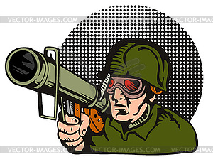 Soldier Aiming Bazooka - vector clip art