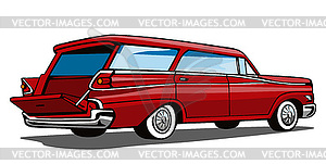 Red Car Station Wagon Back View - vector image