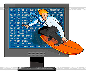 Surfer on Net - vector clipart