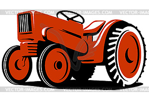 Красный трактор - векторный рисунок