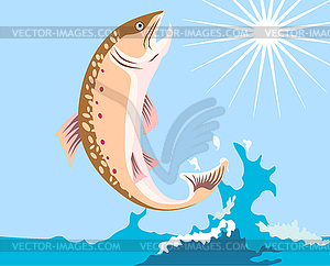 Форель рыба Ретро - векторное изображение