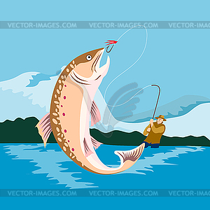 Trout Fish Retro - vector image