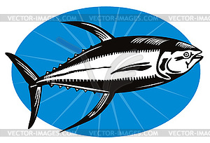 Желтый тунец Рыба Ретро - векторное изображение EPS