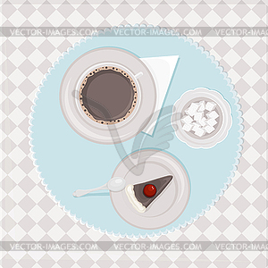 Table with coffee and cake - vector clip art