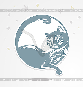 Romantic cat who sits on moon - vector image