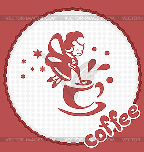 Fairy with cup of coffee - vector EPS clipart