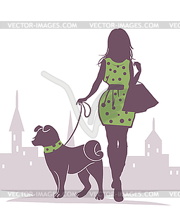 Lady with Dog - vector clipart