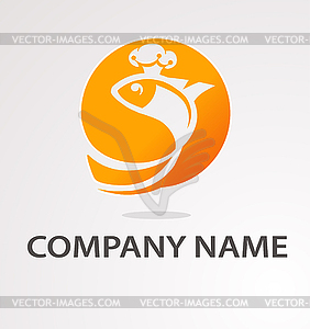 Logo with golden fish - vector clipart