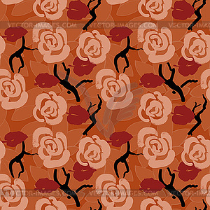 Floral seamless pattern background with roses and - vector image