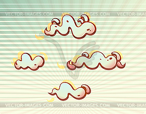 Волнистые облака в солнечных лучах - векторный дизайн