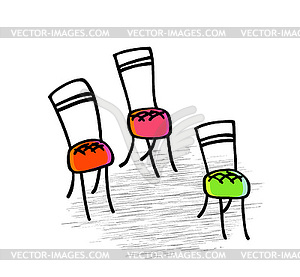 Chairs. Hand-drawn graphic elements - vector image