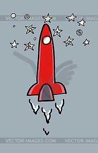 Rocket flying to stars - vector image