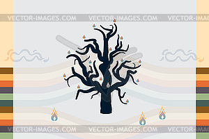 Burning tree in desert. Abstract background - vector clip art