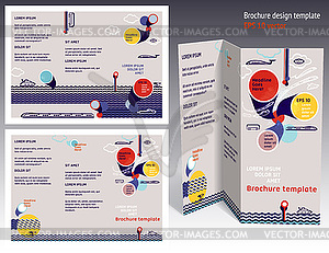 Brochure, booklet z-fold 2-sides layout. Editable - stock vector clipart