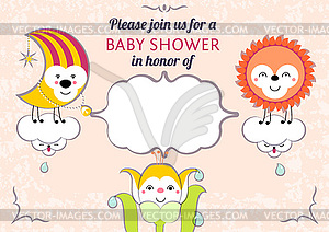 Baby shower invitation card editable template - vector clipart