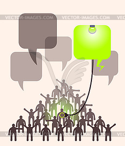 Crowd of people expressing special idea with - vector image