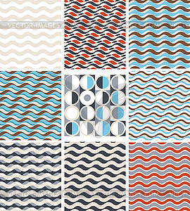 Waves - set of geometric seamless patterns - vector clipart / vector image