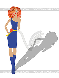 Fashion model represents new clothes - vector image