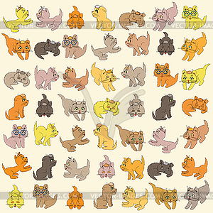 Set Of Kittens. Editable - vector image