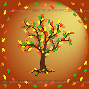 Butterflies on autumn tree - color vector clipart