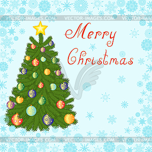 Christmas tree greeting card - vector image