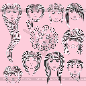 Female Hairstyles - vector clipart