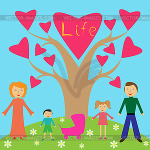 Family Among Nature - vector clipart