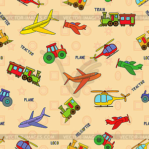 Seamless transport technique pattern - vector clipart