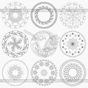 Nine Circular Patterns - vector clipart