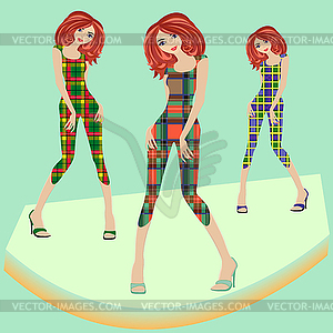 Fashionable models posing on podium in various - vector clipart