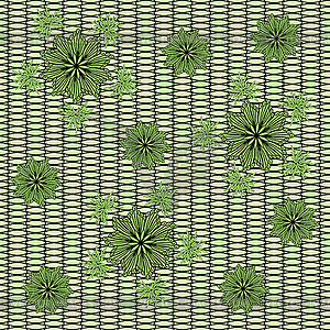 Decorative flowers on grid background - vector clipart