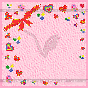 Greeting postcard on pink - vector clip art