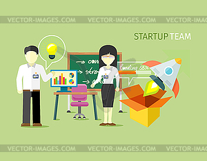 Startup Team People Group Flat Style - vector EPS clipart