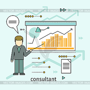 Koncepciya Biznes Konsultanta V Ploskom Dizajne Vektornoe Izobrazhenie Kliparta