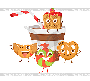 Guten Appetit Lustige Comicfiguren Banner Vector Design