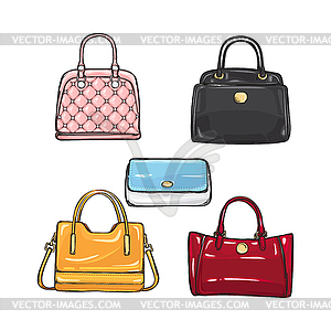 Sammlung Von Verschiedenen Handtaschen Fur Frauen Vector Clipart