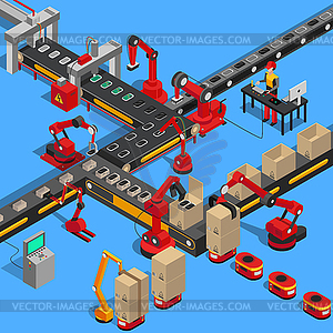 Industrial Conveyor Process of Producing Technique - vector image