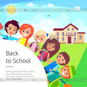 Back To School Cartoon With Kids Vector Clipart