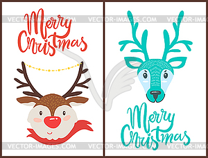 Frohe Weihnachten Rentiere Vektor Clipart Eps