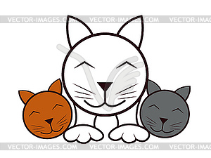 Cat with kittens - vector image