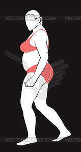 Chubby girl in swimsuit - royalty-free vector image