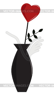 Heart flower in vase - vector image