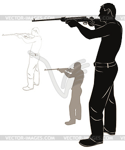 Человек с пистолетом - цветной векторный клипарт