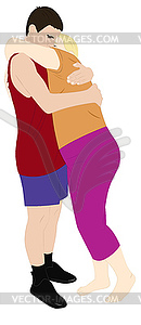 Guy and girl hugging - vector image